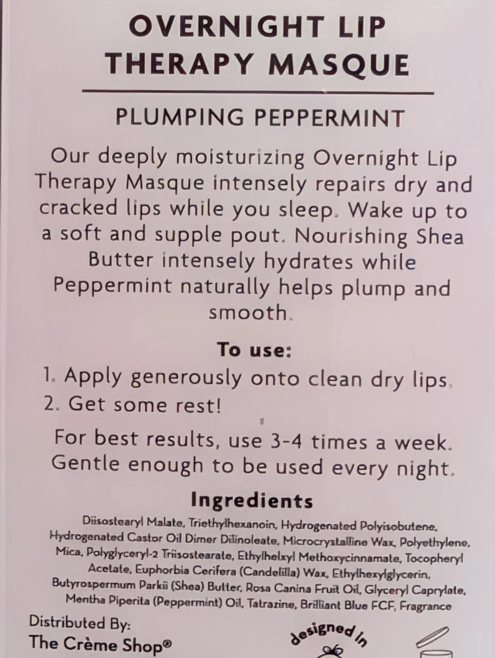 the CRÈME shop Overnight Lip Therapy Masque - Plumping Peppermint (Mint)